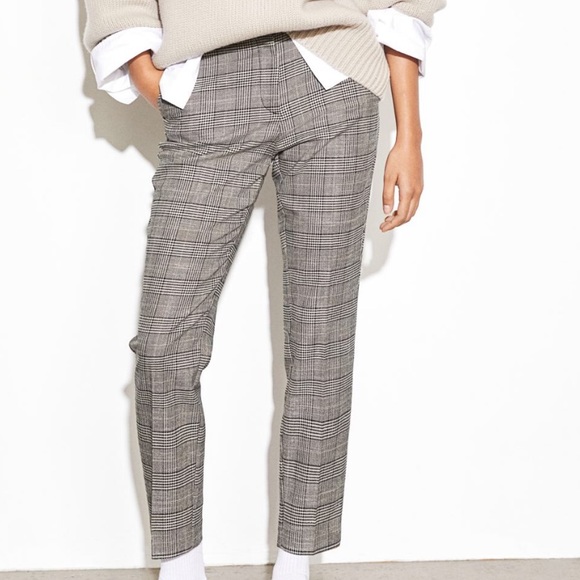 H&M Slim Fit Slacks Pants in beige black plaid - Picture 1 of 5